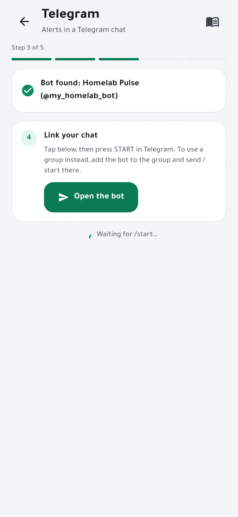 Bot found, waiting for /start